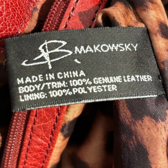 B MAKOWSKY Shoulder Bag Leather Leopard Print Lining Magnetic Closure handbag - Picture 11 of 11